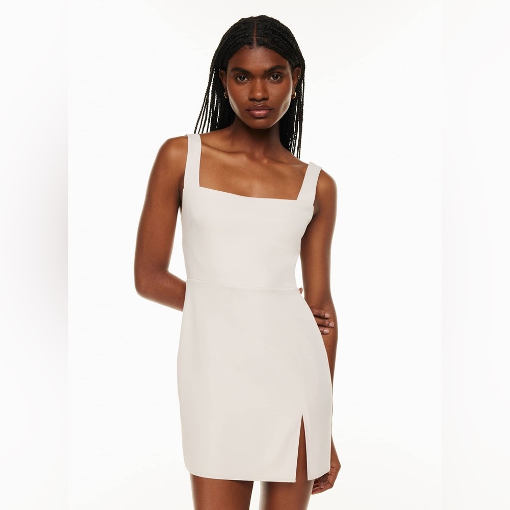 NWT babaton ‘90s slit mini dress matte pearl size 00